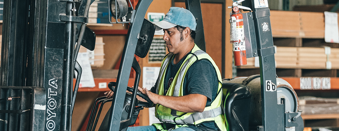 Forklift in operation